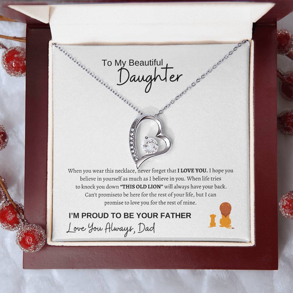 To My Daughter Forever Love Necklace/This Old Lion/Gift