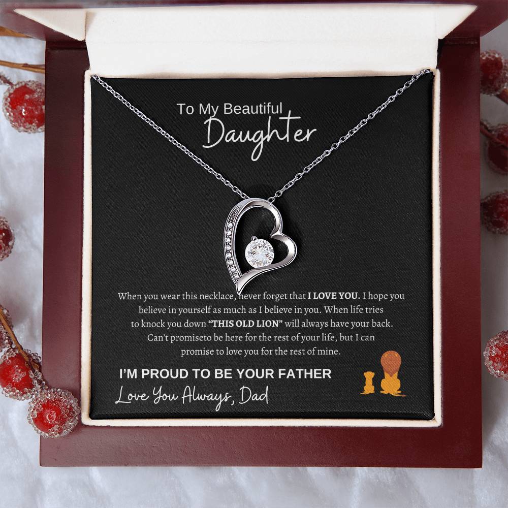 To My Daughter Forever Love Necklace/This Old Lion/Gift