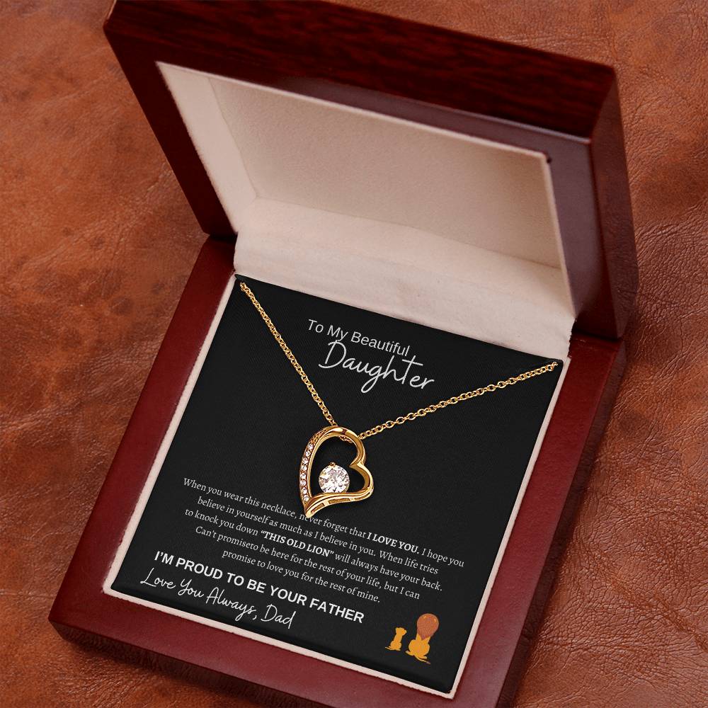 To My Daughter Forever Love Necklace/This Old Lion/Gift