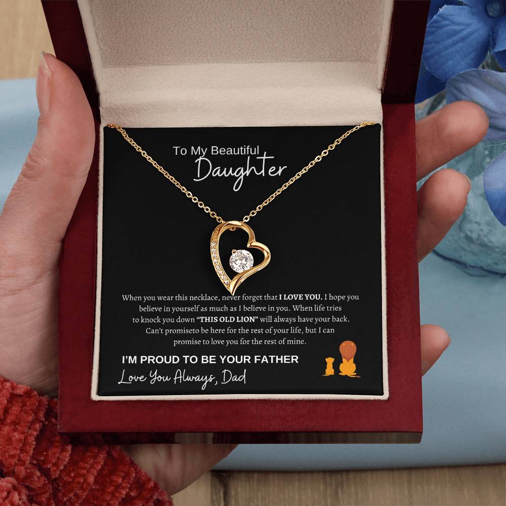 To My Daughter Forever Love Necklace/This Old Lion/Gift