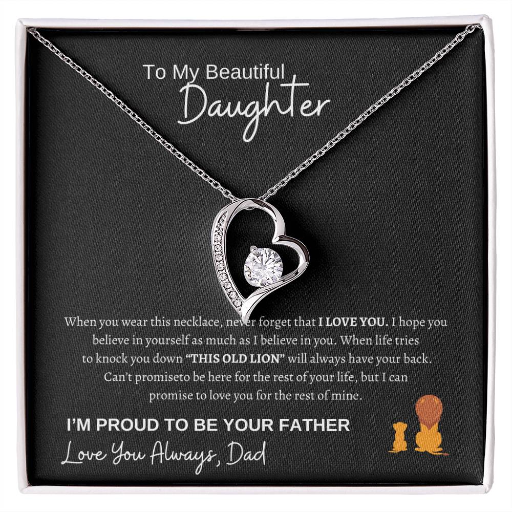 To My Daughter Forever Love Necklace/This Old Lion/Gift