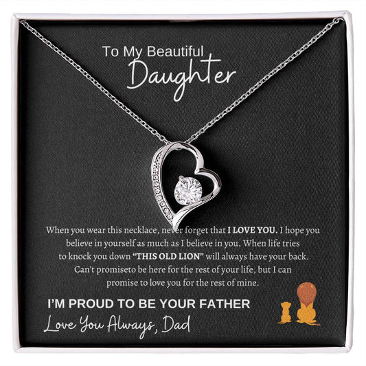 To My Daughter Forever Love Necklace/This Old Lion/Gift