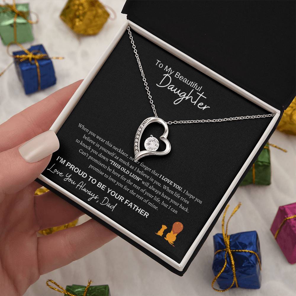 To My Daughter Forever Love Necklace/This Old Lion/Gift