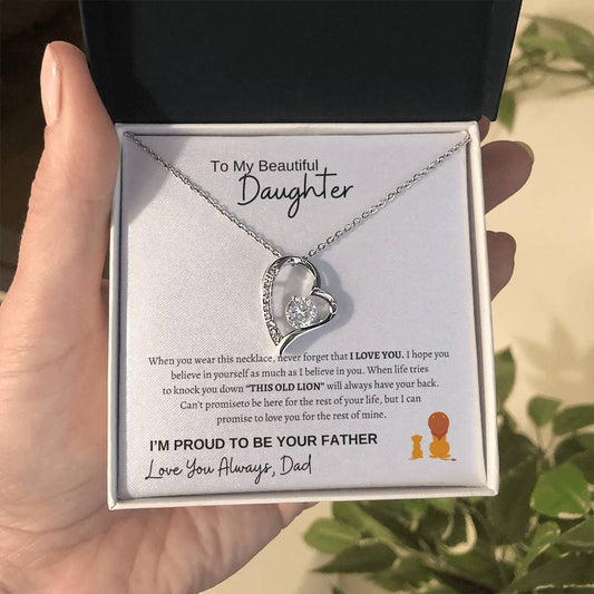 To My Daughter Forever Love Necklace/This Old Lion/Gift