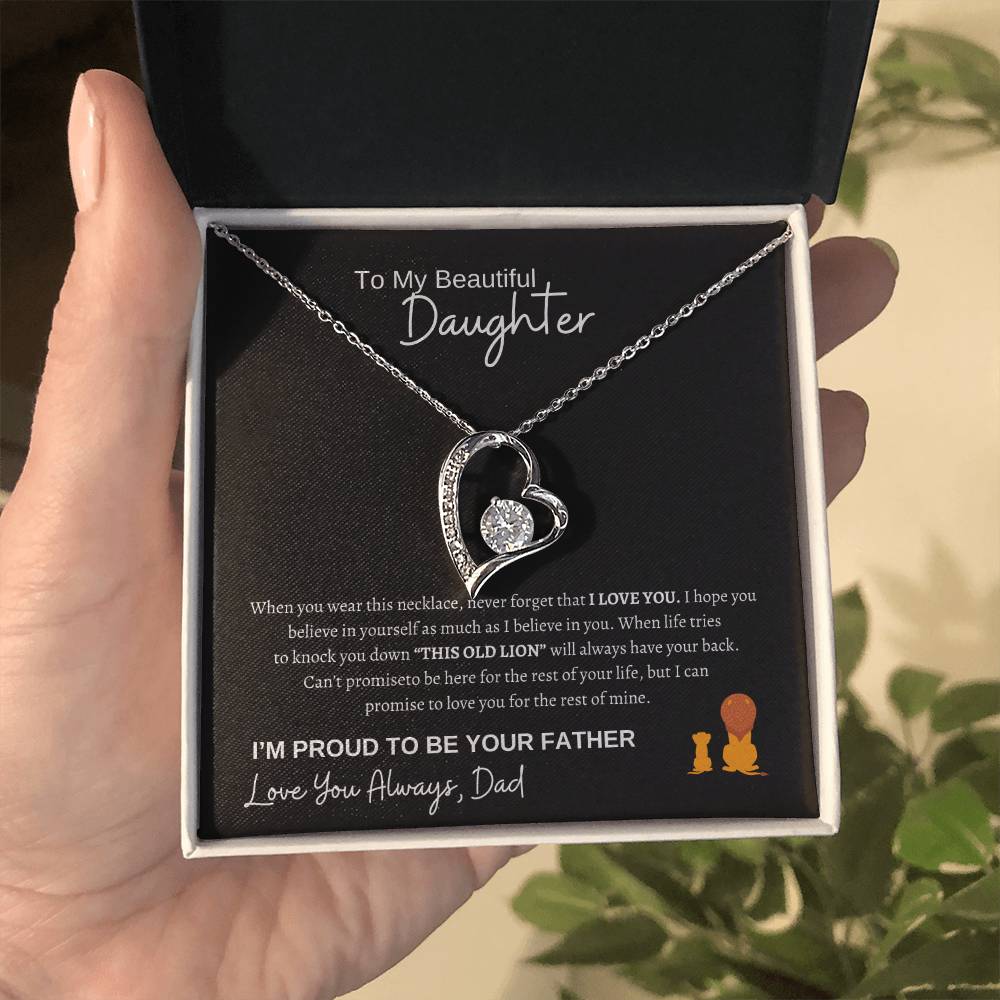 To My Daughter Forever Love Necklace/This Old Lion/Gift