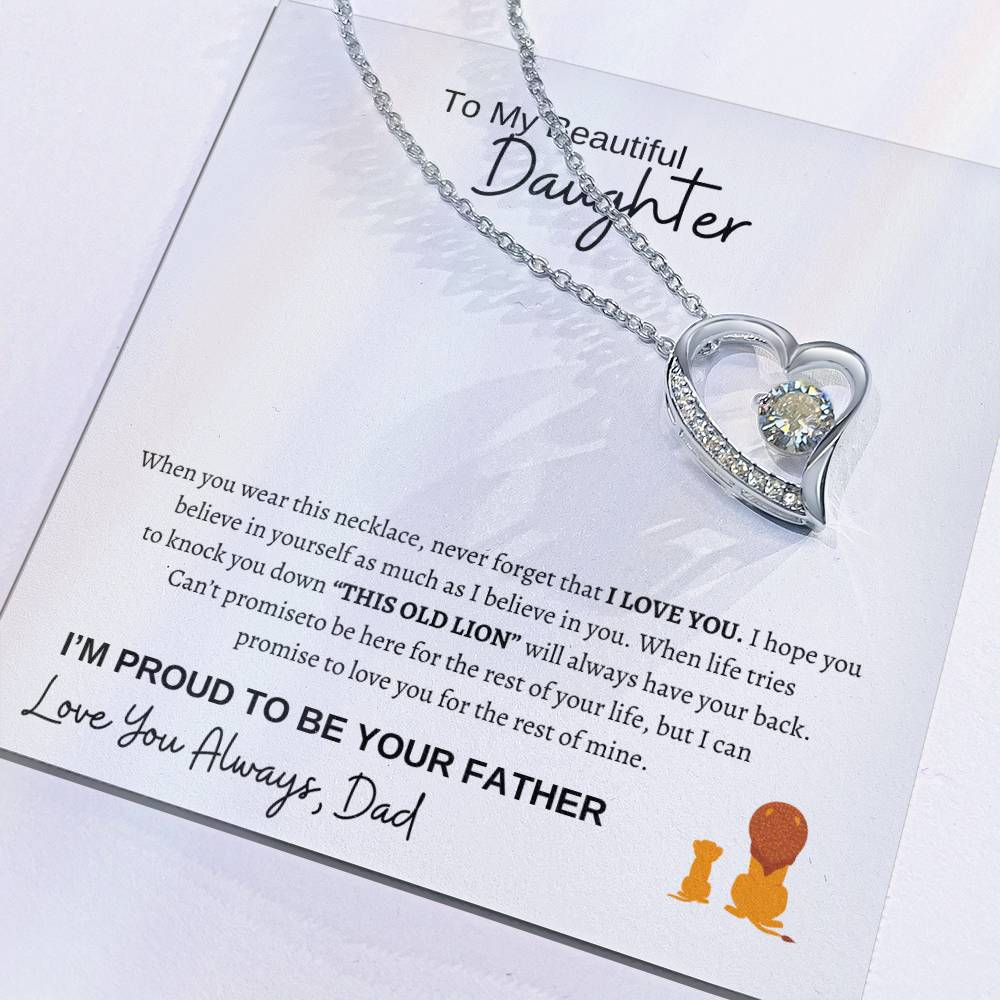 To My Daughter Forever Love Necklace/This Old Lion/Gift