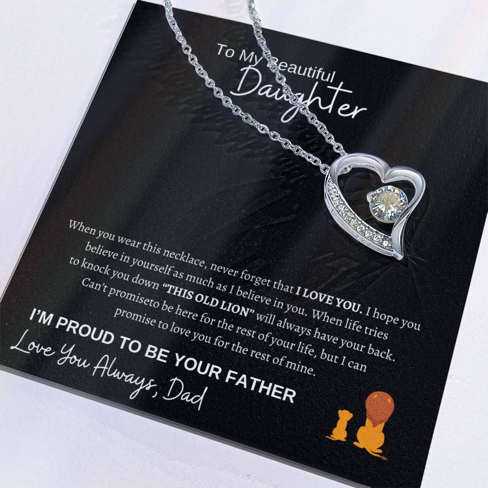 To My Daughter Forever Love Necklace/This Old Lion/Gift