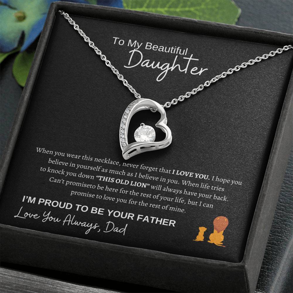 To My Daughter Forever Love Necklace/This Old Lion/Gift