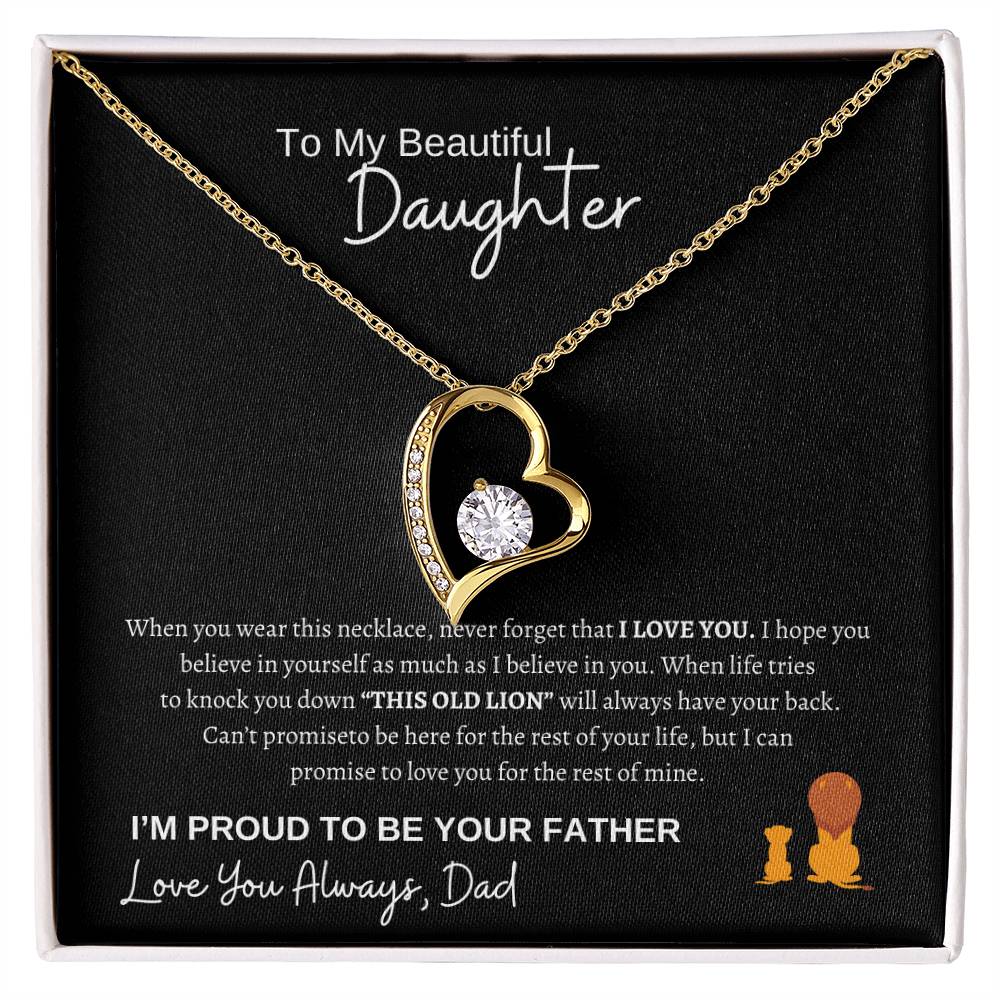To My Daughter Forever Love Necklace/This Old Lion/Gift