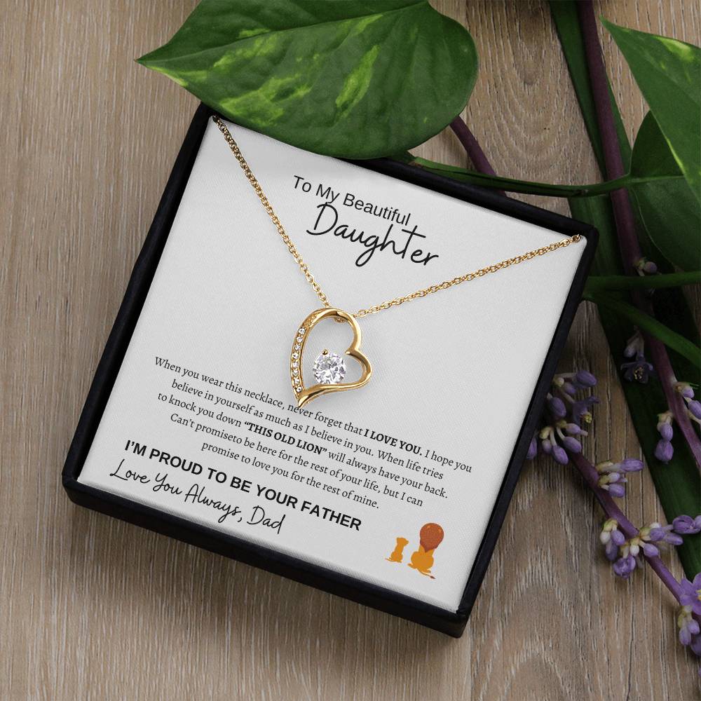 To My Daughter Forever Love Necklace/This Old Lion/Gift