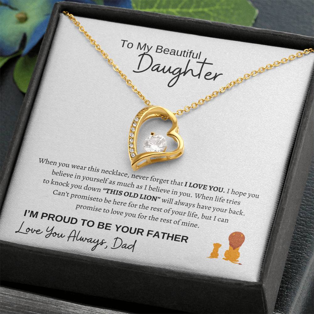 To My Daughter Forever Love Necklace/This Old Lion/Gift