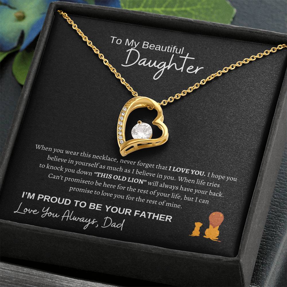 To My Daughter Forever Love Necklace/This Old Lion/Gift