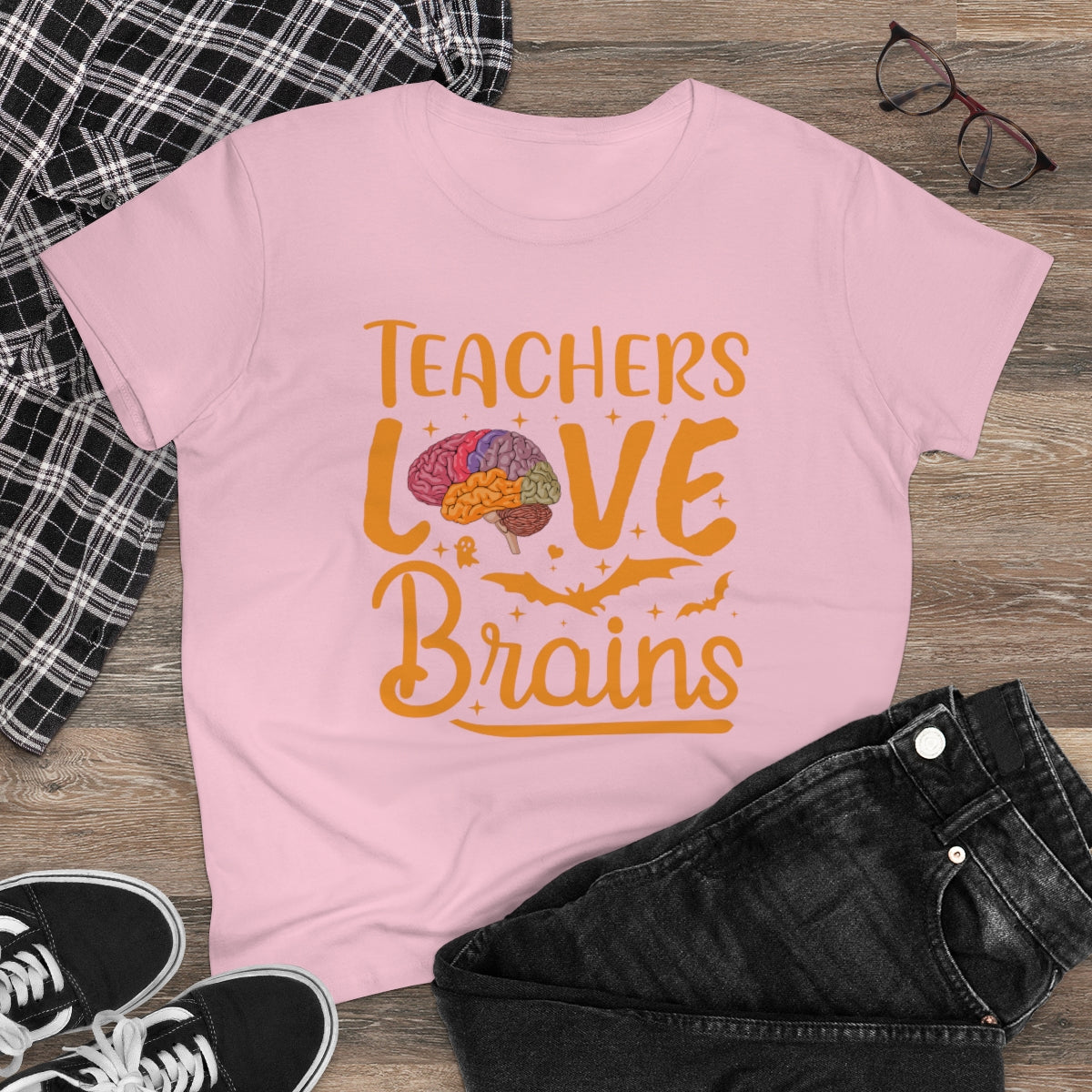 Teachers Love Brains / Women's Midweight Cotton Tee