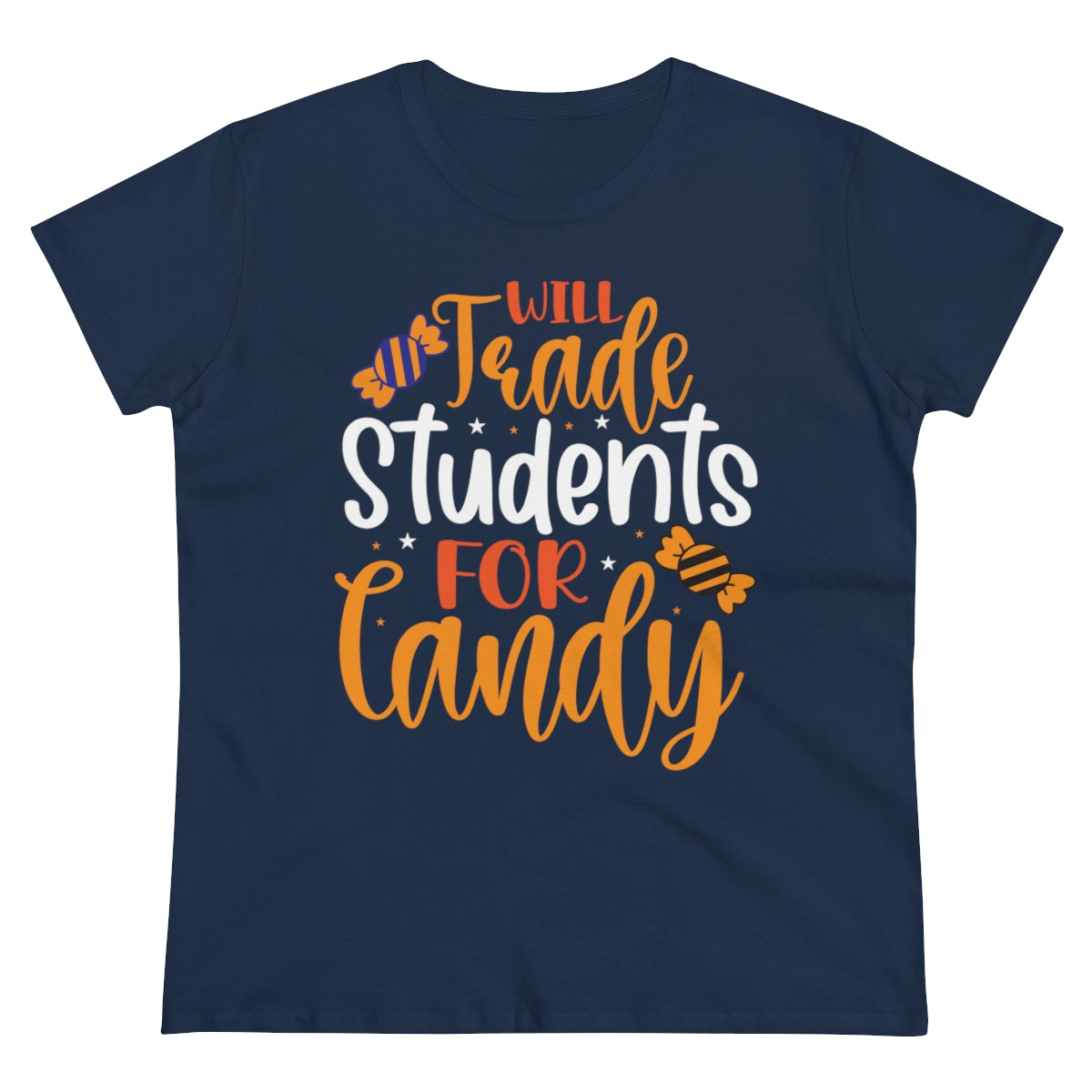 Will Trade Students for Candy Funny Halloween / Women's Midweight Cotton Tee