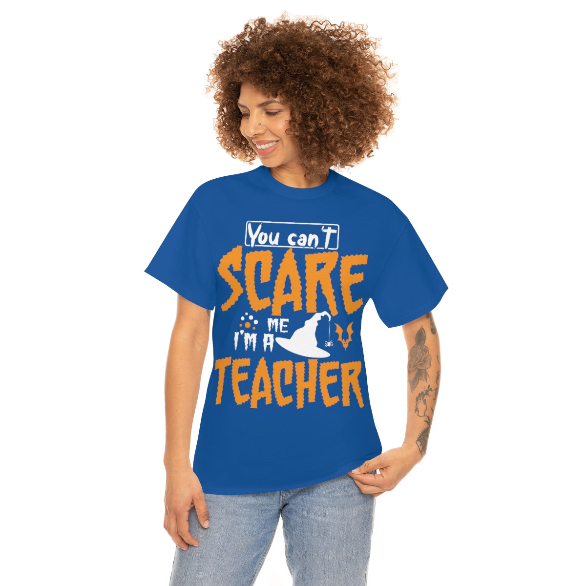 You Can't Scare Me-I'm a Teacher Funny Halloween/ Unisex Heavy Cotton Tee