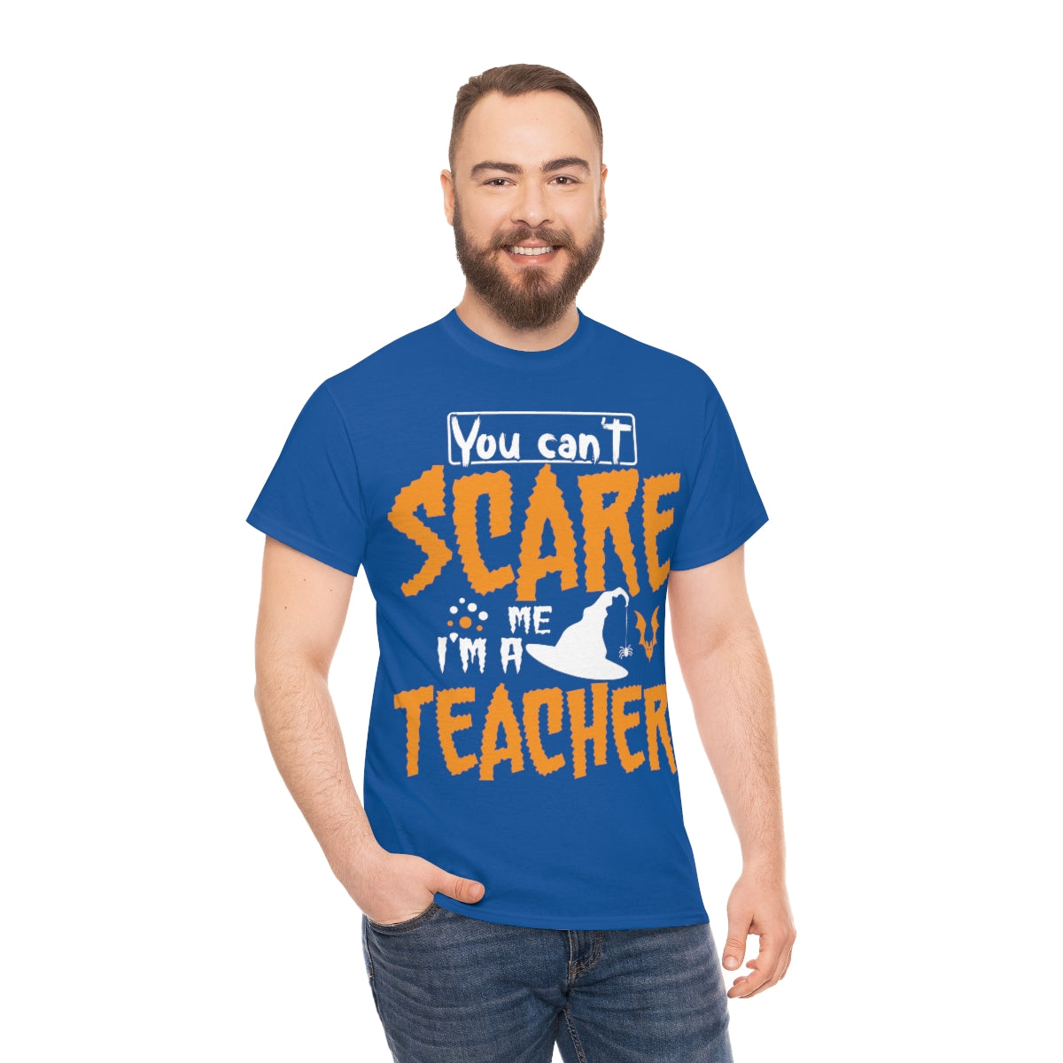 You Can't Scare Me-I'm a Teacher Funny Halloween/ Unisex Heavy Cotton Tee