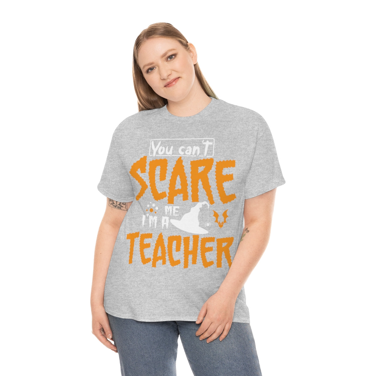 You Can't Scare Me-I'm a Teacher Funny Halloween/ Unisex Heavy Cotton Tee