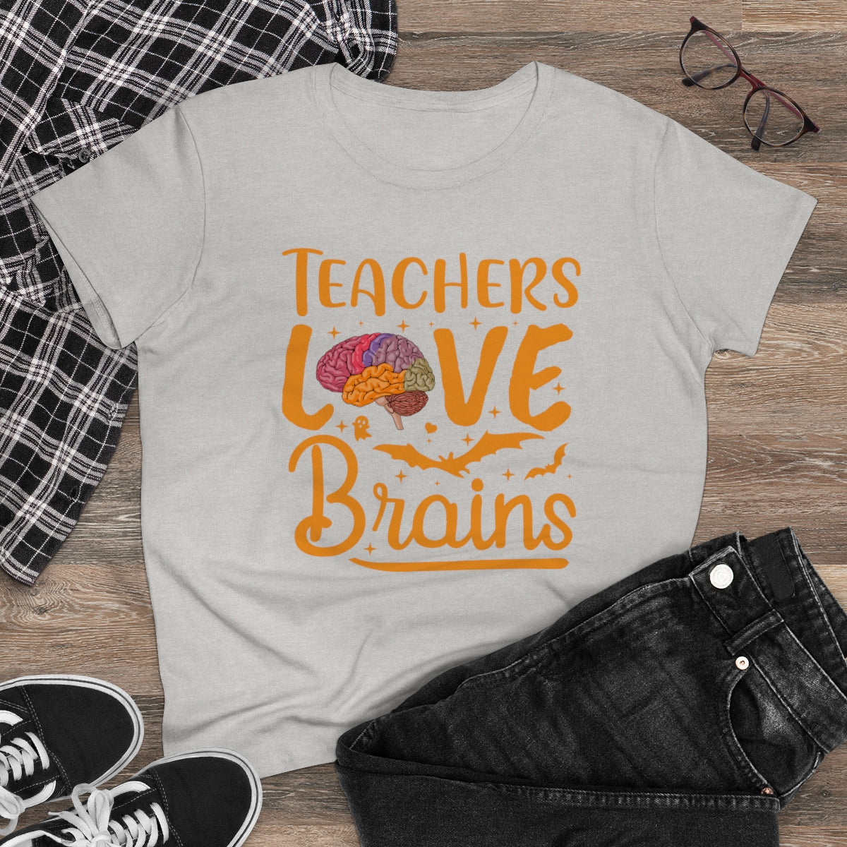 Teachers Love Brains / Women's Midweight Cotton Tee
