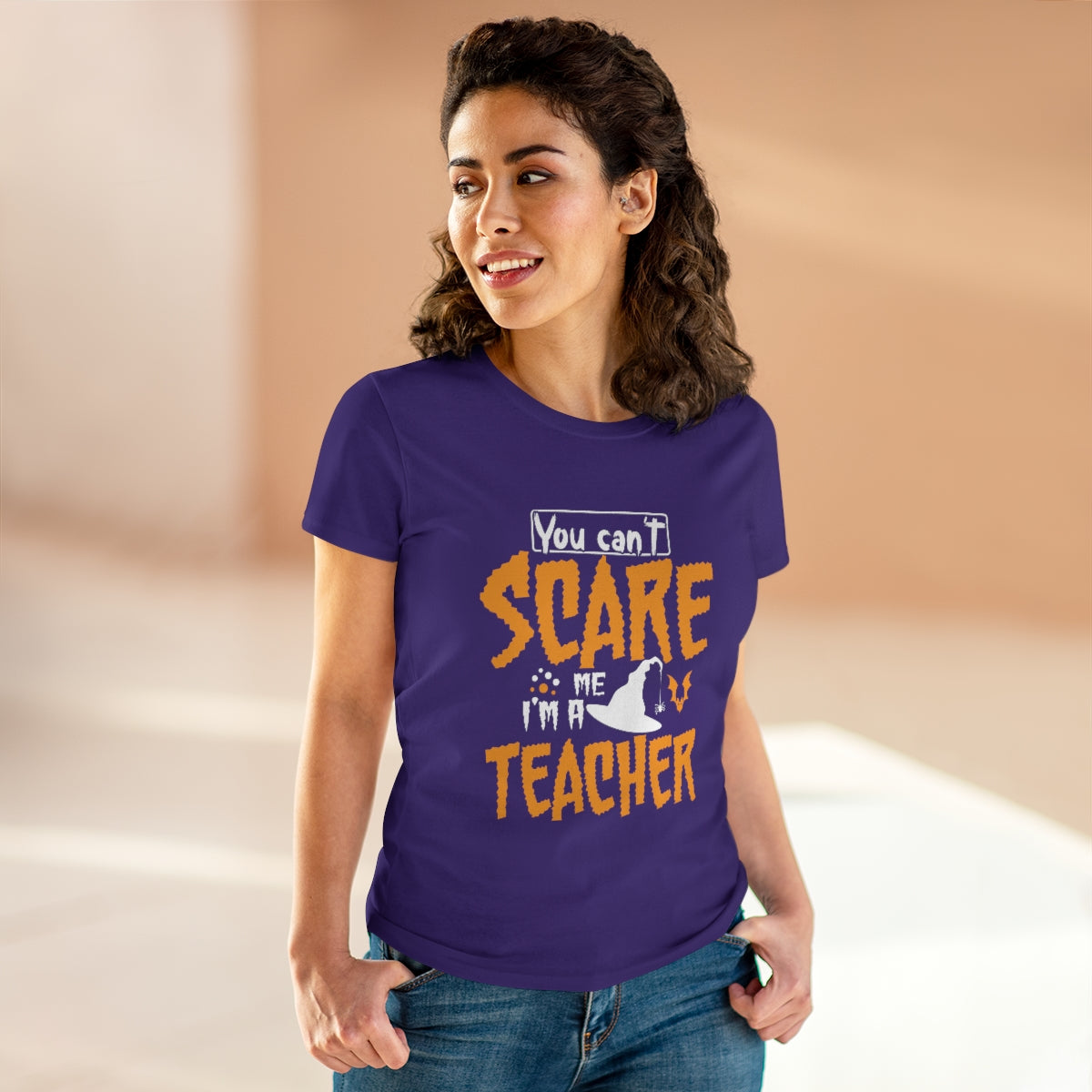 You Can't Scare Me - I'm a Teacher Funny Halloween / Women's Midweight Cotton Tee