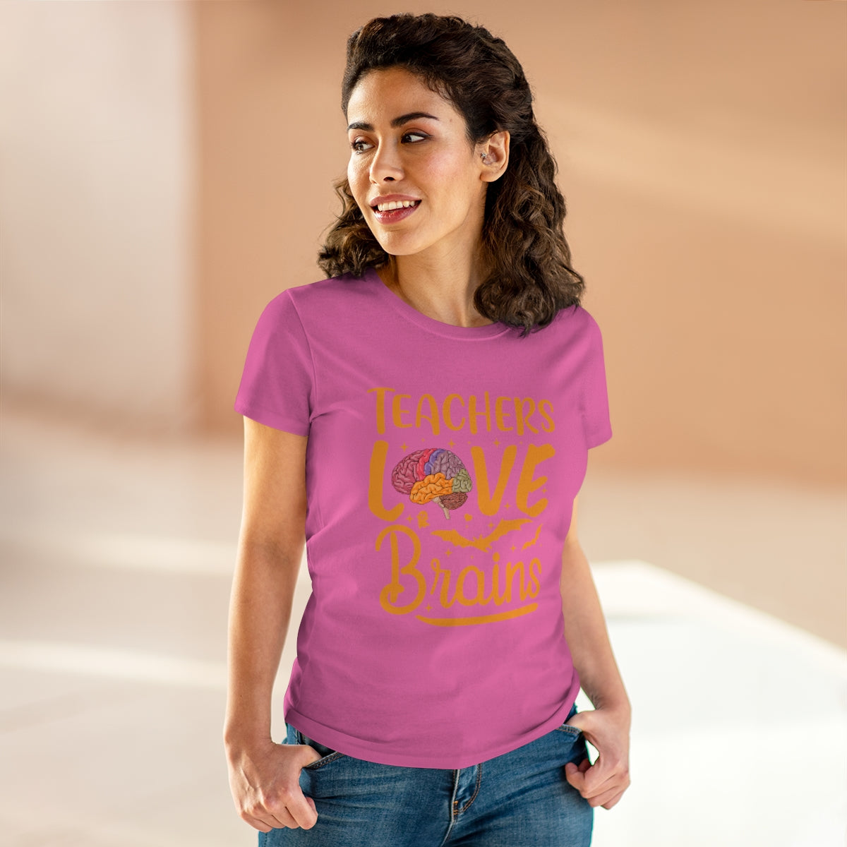 Teachers Love Brains / Women's Midweight Cotton Tee