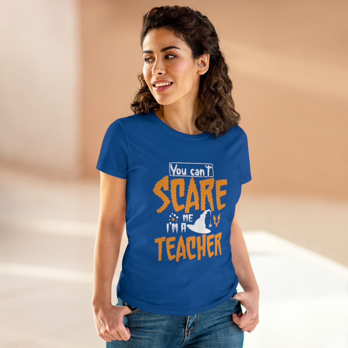 You Can't Scare Me - I'm a Teacher Funny Halloween / Women's Midweight Cotton Tee