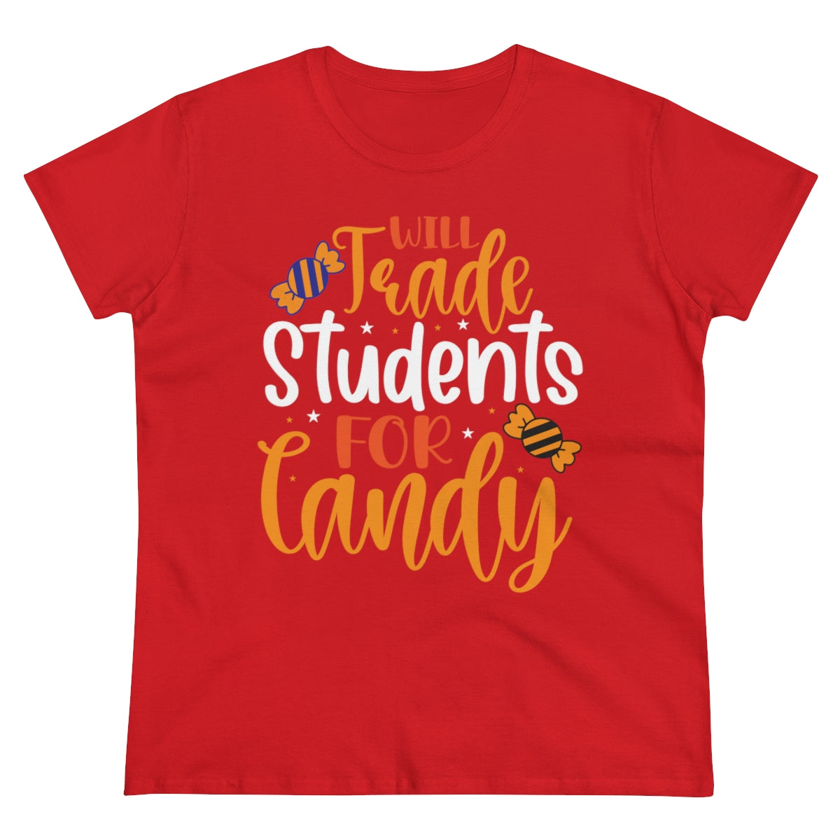 Will Trade Students for Candy Funny Halloween / Women's Midweight Cotton Tee