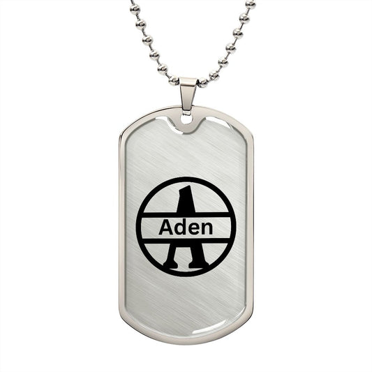 Circled Monogram Dog Tag (Aden)