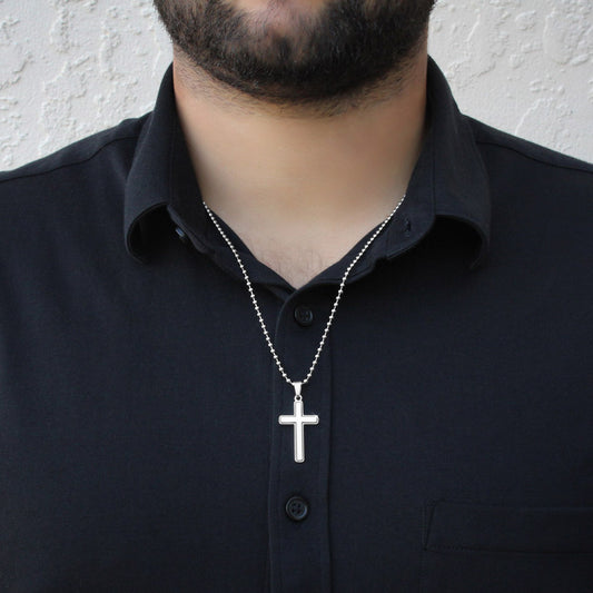 To My Loving Daddy / Stainless Cross Necklace with Ball Chain w / POD MC