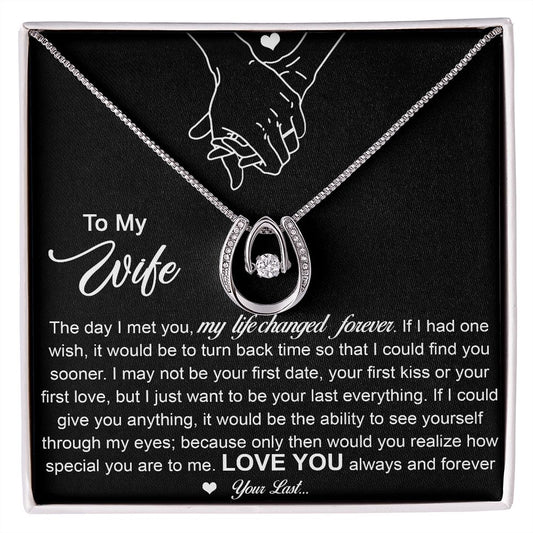 To My Wife Lucky in Love Necklace/Anniversary Gift for Wife/Birthday Gift for Wife/Valentines Gift for Wife/