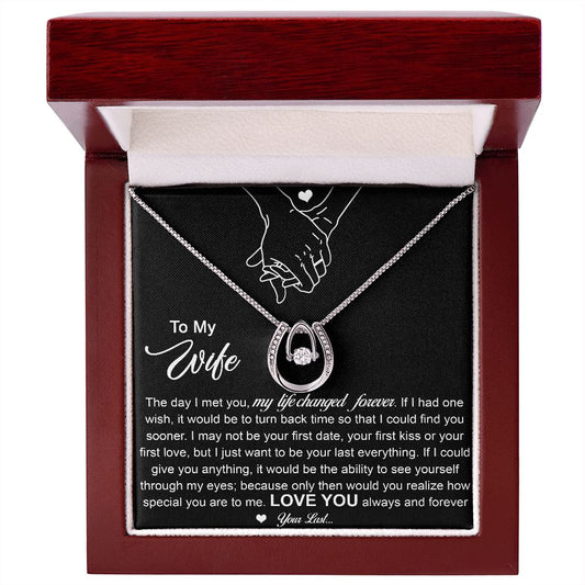 To My Wife Lucky in Love Necklace/Anniversary Gift for Wife/Birthday Gift for Wife/Valentines Gift for Wife/
