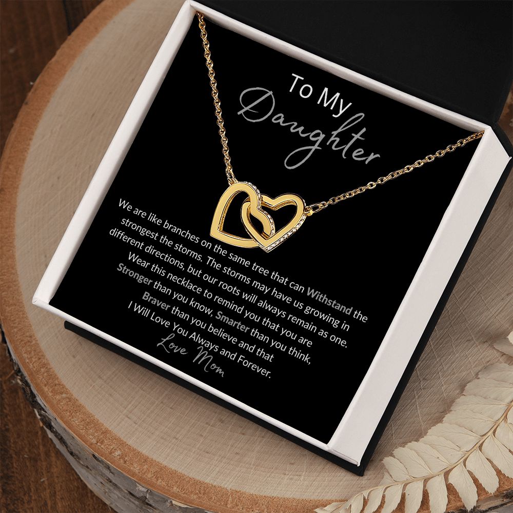 To My Daughter Necklace Gift/Birthday Gift/Valentines Day Gift/Christmas Gift/Interlocking Hearts Necklace