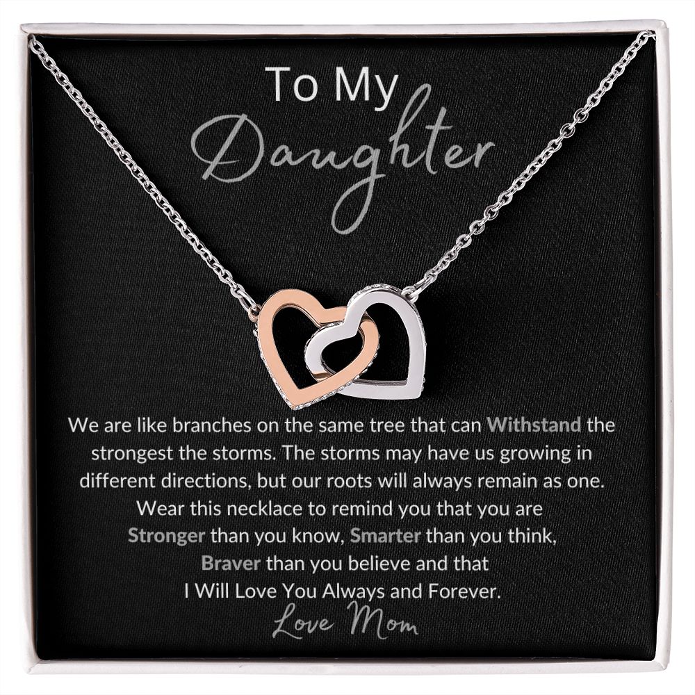 To My Daughter Necklace Gift/Birthday Gift/Valentines Day Gift/Christmas Gift/Interlocking Hearts Necklace