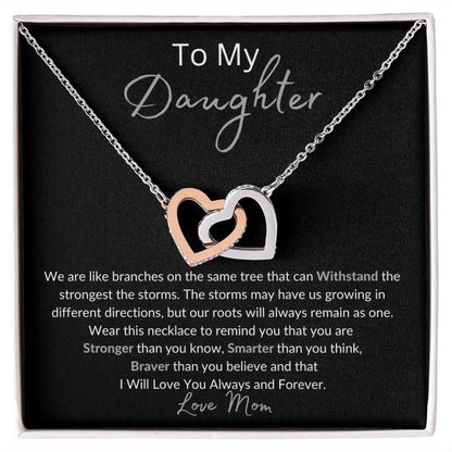 To My Daughter Necklace Gift/Birthday Gift/Valentines Day Gift/Christmas Gift/Interlocking Hearts Necklace