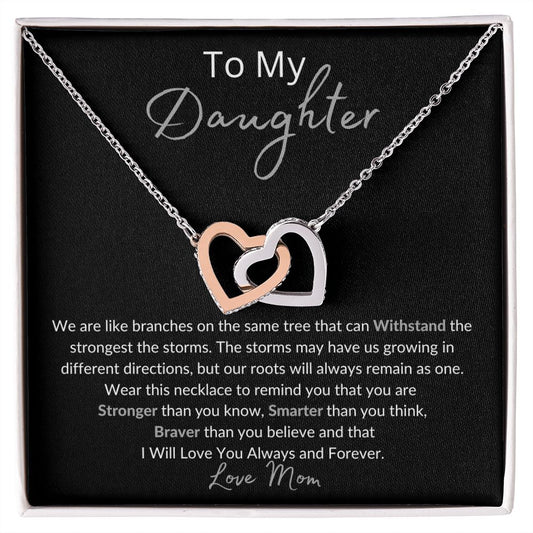 To My Daughter Necklace Gift/Birthday Gift/Valentines Day Gift/Christmas Gift/Interlocking Hearts Necklace
