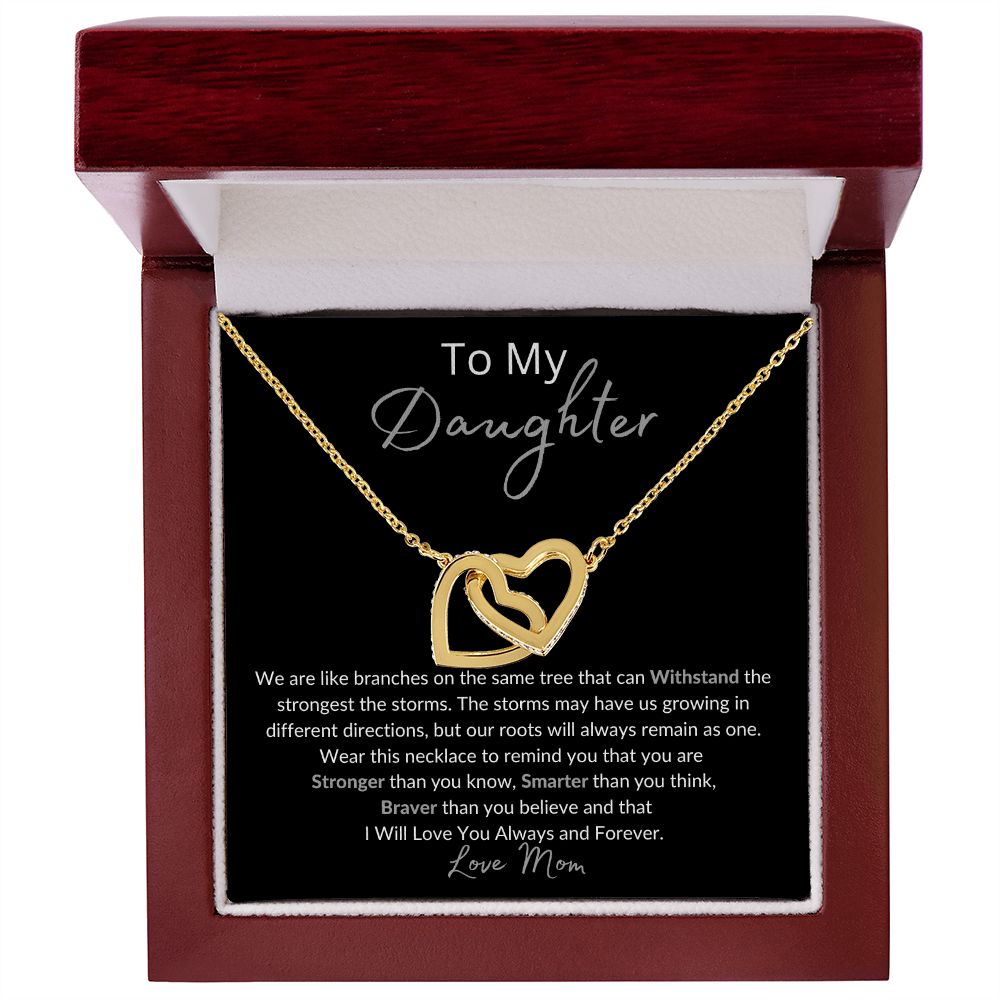 To My Daughter Necklace Gift/Birthday Gift/Valentines Day Gift/Christmas Gift/Interlocking Hearts Necklace