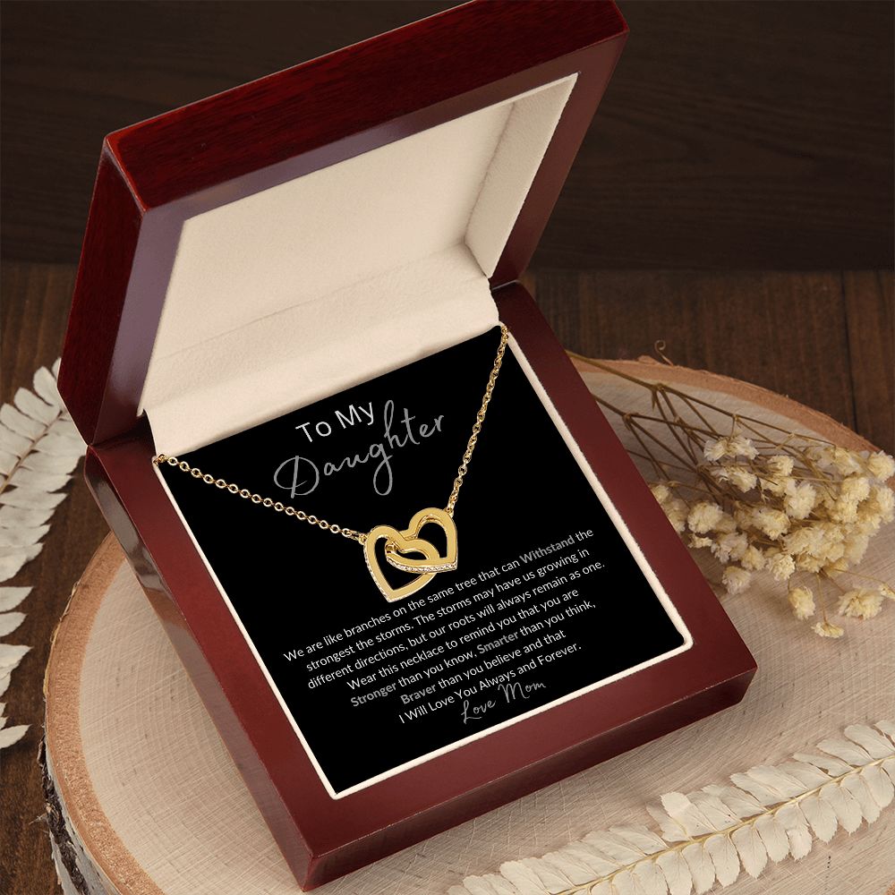 To My Daughter Necklace Gift/Birthday Gift/Valentines Day Gift/Christmas Gift/Interlocking Hearts Necklace