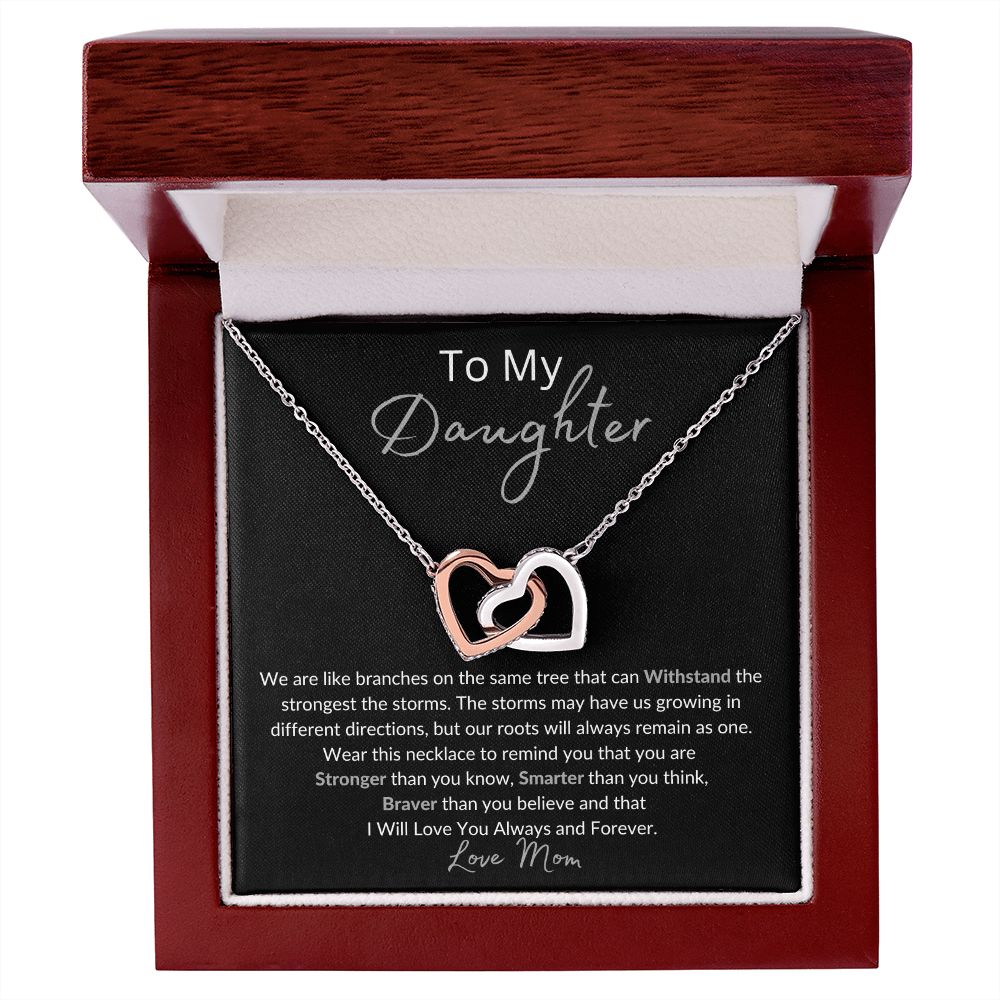 To My Daughter Necklace Gift/Birthday Gift/Valentines Day Gift/Christmas Gift/Interlocking Hearts Necklace