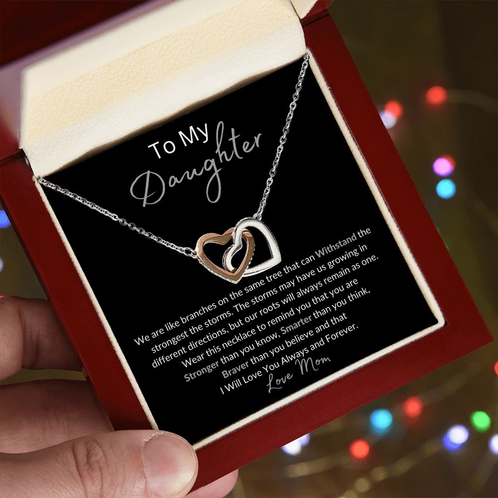 To My Daughter Necklace Gift/Birthday Gift/Valentines Day Gift/Christmas Gift/Interlocking Hearts Necklace