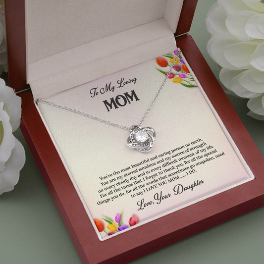 To My Loving Mom Love Knot Necklace w/POD MC
