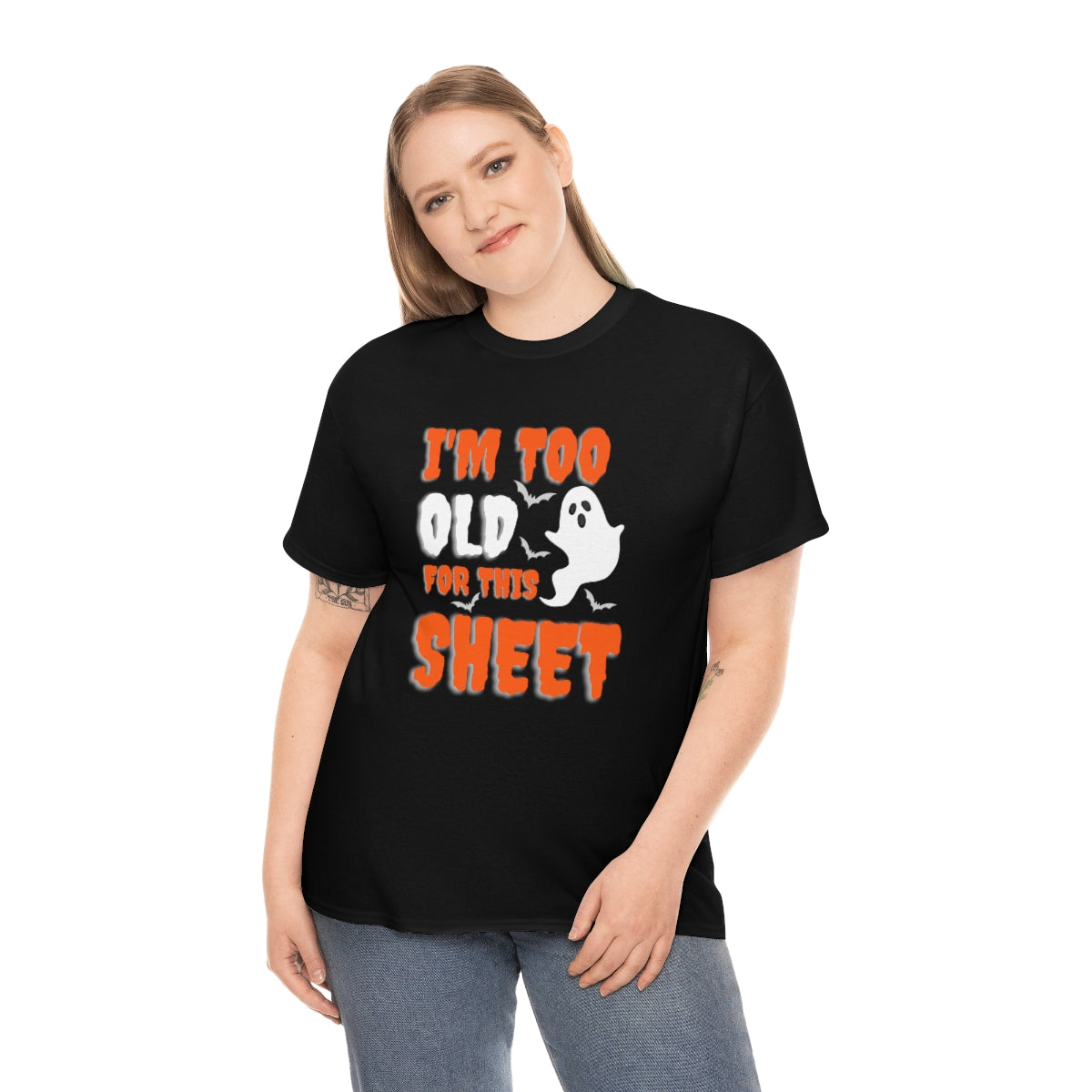 I'm Too Old for This Sheet Funny Halloween / Unisex Heavy Cotton Tee