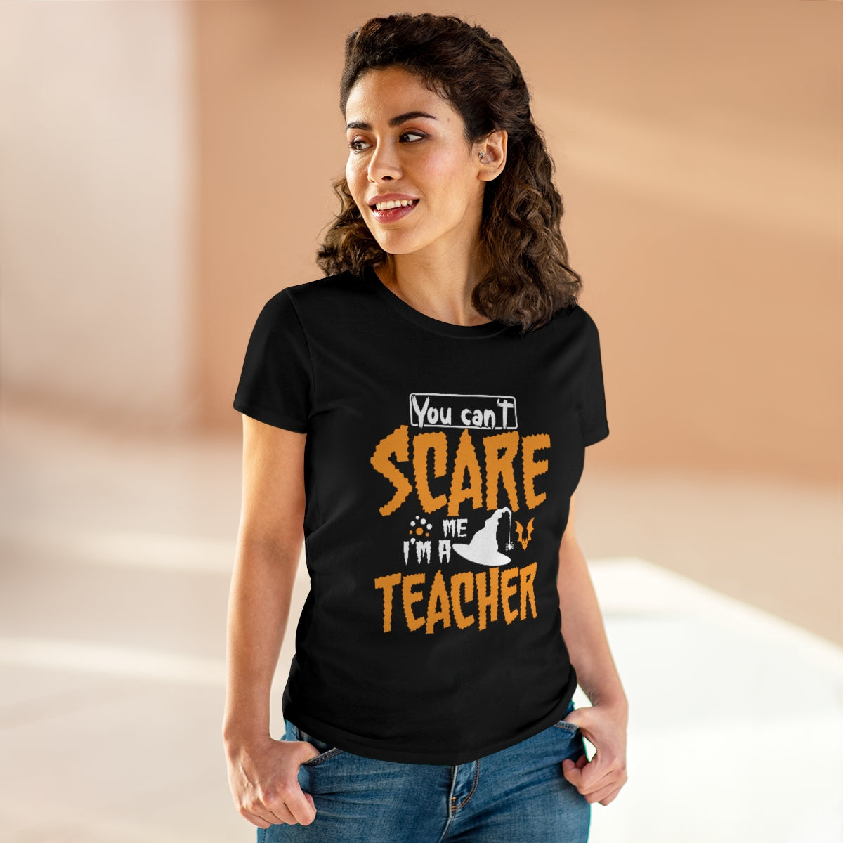 You Can't Scare Me - I'm a Teacher Funny Halloween / Women's Midweight Cotton Tee
