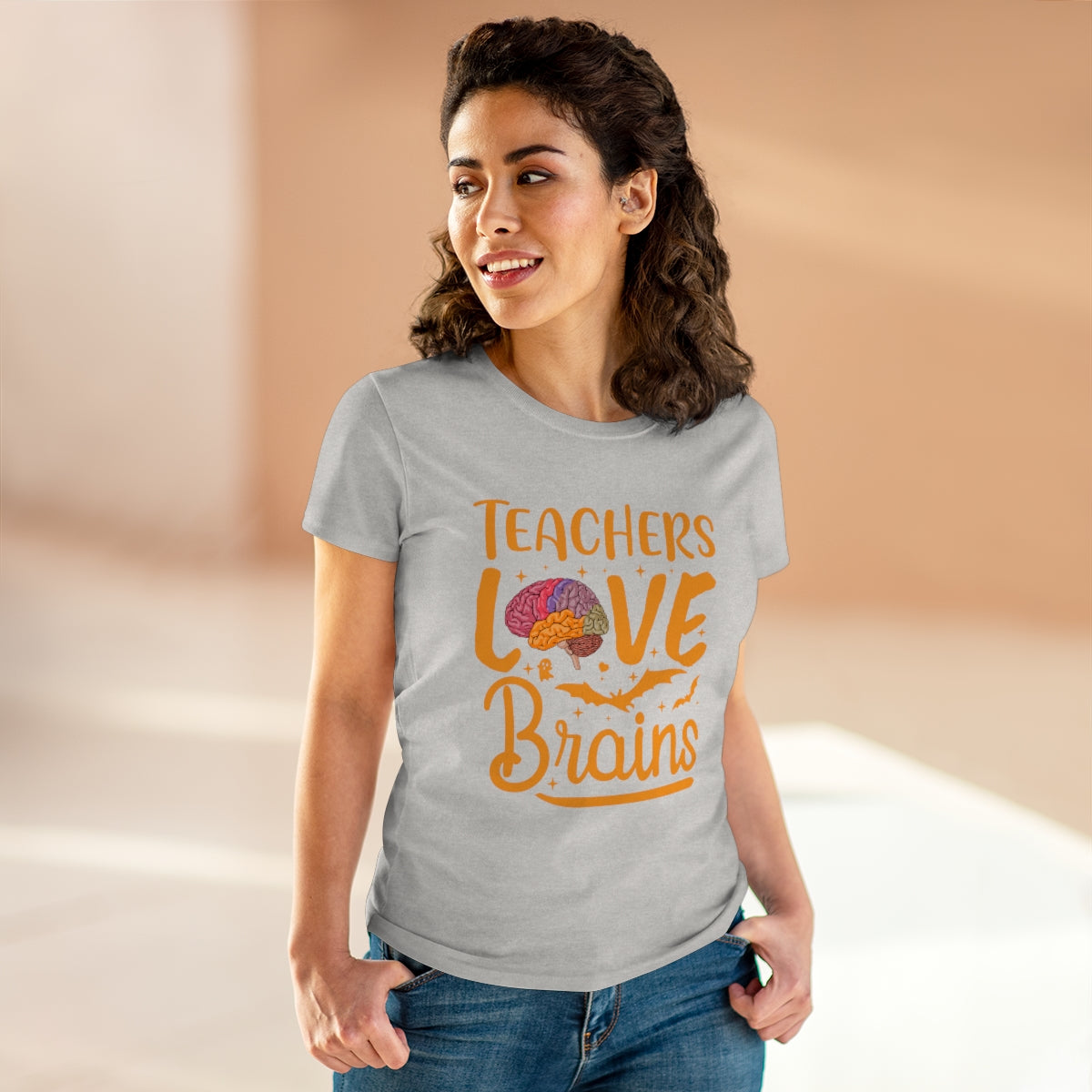 Teachers Love Brains / Women's Midweight Cotton Tee