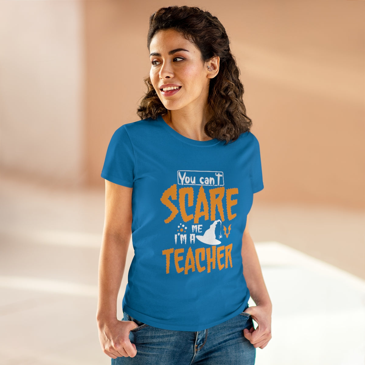 You Can't Scare Me - I'm a Teacher Funny Halloween / Women's Midweight Cotton Tee