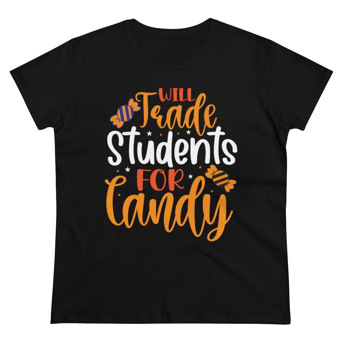 Will Trade Students for Candy Funny Halloween / Women's Midweight Cotton Tee