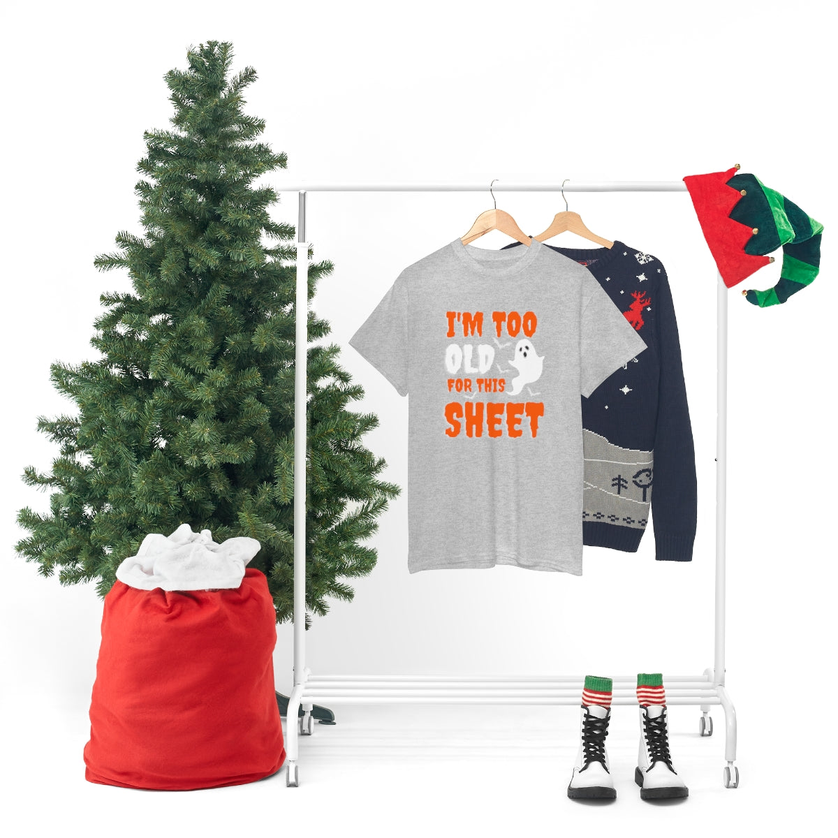 I'm Too Old for This Sheet Funny Halloween / Unisex Heavy Cotton Tee