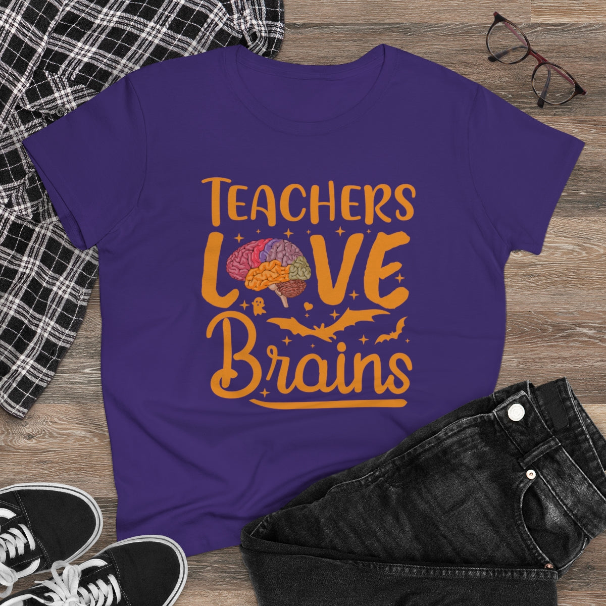 Teachers Love Brains / Women's Midweight Cotton Tee