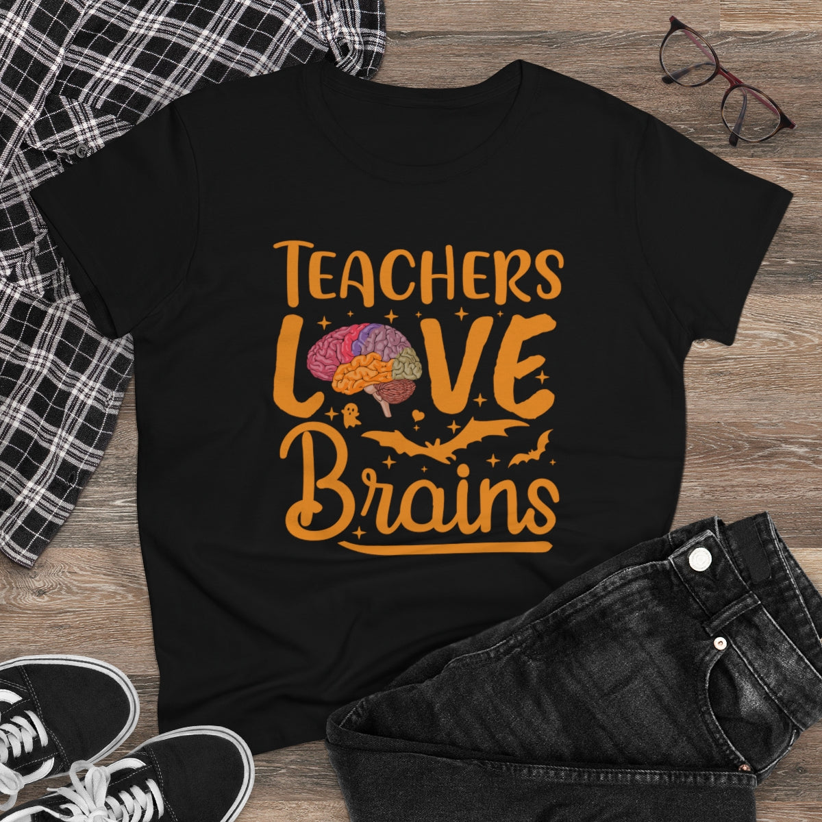 Teachers Love Brains / Women's Midweight Cotton Tee