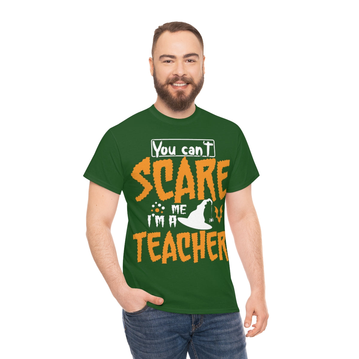 You Can't Scare Me-I'm a Teacher Funny Halloween/ Unisex Heavy Cotton Tee