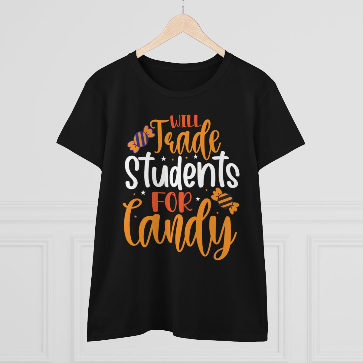 Will Trade Students for Candy Funny Halloween / Women's Midweight Cotton Tee