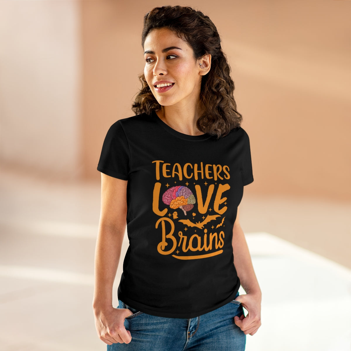 Teachers Love Brains / Women's Midweight Cotton Tee